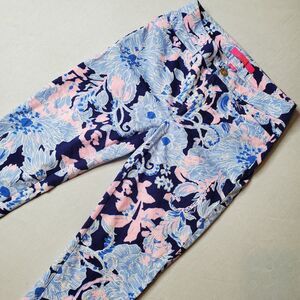 Lilly Pulitzer Women Size 00 Kelly High-Rise Crop Flare Floral Blue 002426